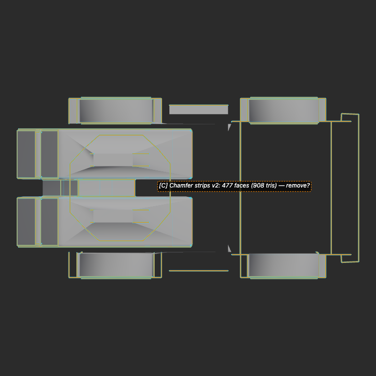 Hollowed underside after hidden-face deletion