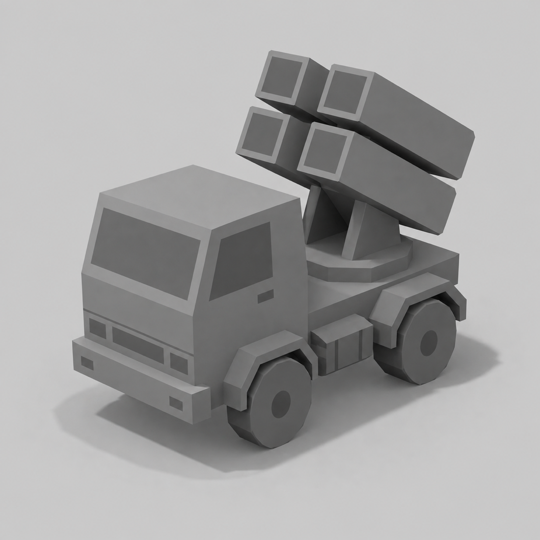 Simplified truck with surface details flattened to painted marks